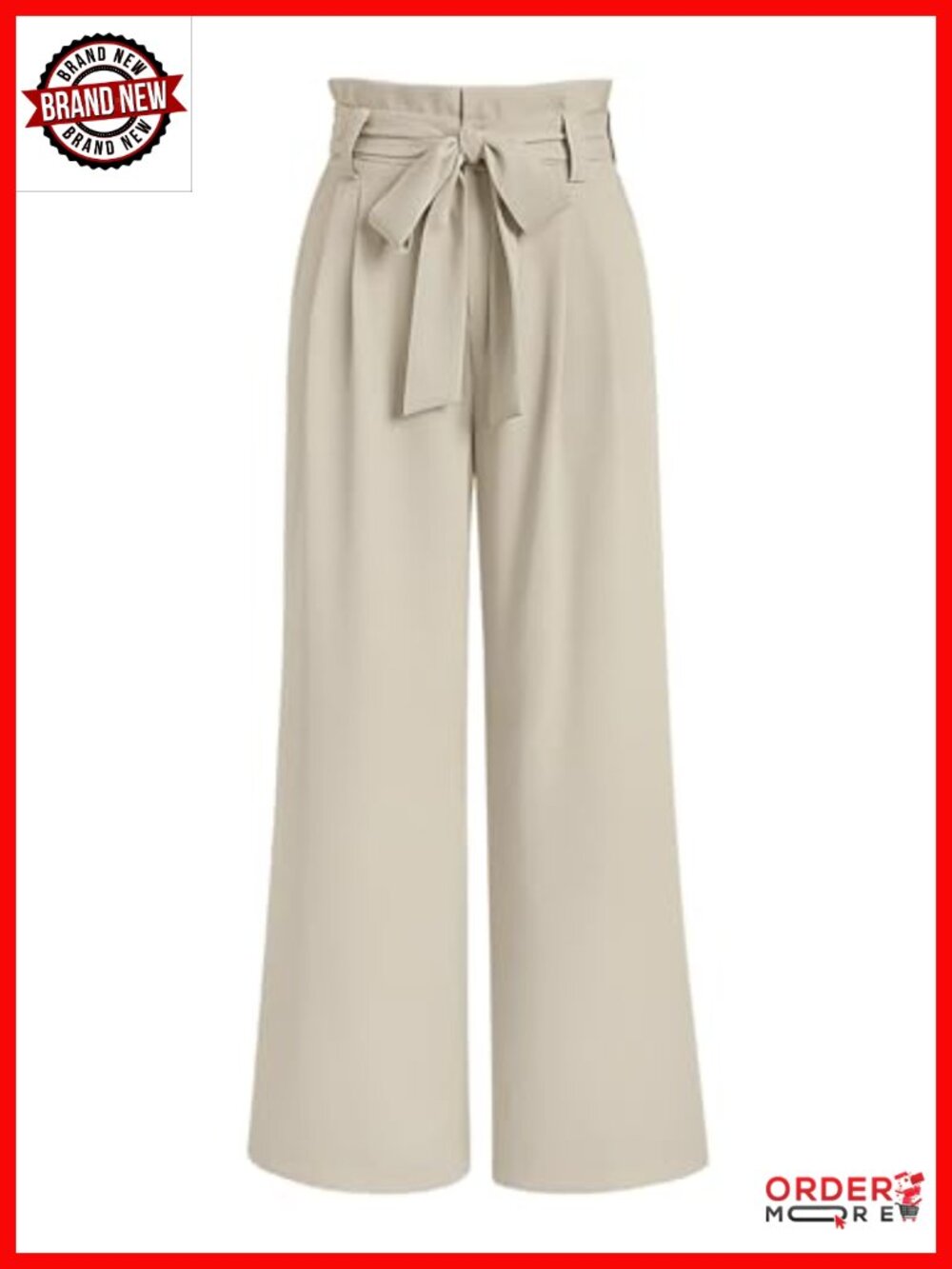 Wide Leg Paperbag Waist Dress Pants with Belt Pleated Palazzo Trousers